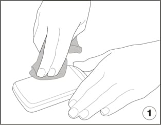 An illustration of the magnetic attach strips being peeled from their packaging twice.