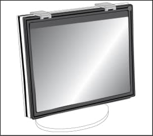 Illustration of a monitor attached with a framed privacy filter.