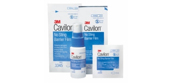 Three packets and a spray bottle of 3M™ Cavilon™ No Sting Barrier Film.