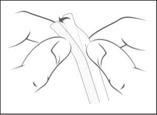 Illustration showing how to peel slide mount tabs.