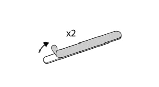 An illustration of the magnetic attach strips being peeled from their packaging twice.