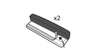 An illustration of 3M™ COMPLY™ Magnetic Attach strips having the adhesive peel removed.