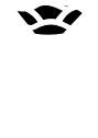 An icon of a tooth with black on the top.