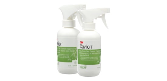 Deux flacons pulvérisateurs de Nettoyant pour la peau sans rinçage Cavilon(MC) 3M(MC).