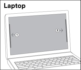 Illustration of attachment strips on a privacy filter for laptops.