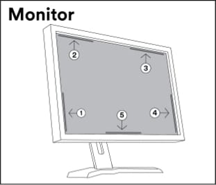 Illustration of attachment strips on a privacy filter for monitors.