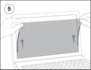 Illustration of a privacy filter attaching to screen by attachment strips.